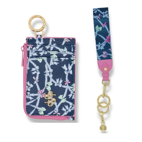 Simply Southern Accessories - Simply Southern Bows Navy Pink Card Holder & Wristlet Keychain Set